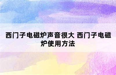 西门子电磁炉声音很大 西门子电磁炉使用方法